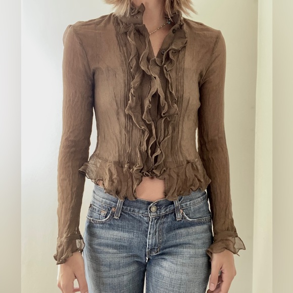 Lauren Ralph Lauren | Tops | Vintage Ralph Lauren Sheer Ruffled 0